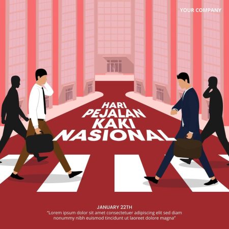 35 Ide Caption Instagram Hari Pejalan Kaki Nasional 2026, Kata-Kata Inspiratif untuk Pengguna Jalan Hari Pejalan Kaki Nasional Or Indonesia National Pedestrian Day With People Walking On A Zebra Cross Vector