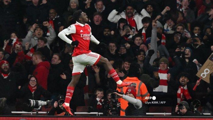 Hasil Akhir Arsenal vs Manchester United 2-3, Carrick Cs Kumpulkan 3 Poin di Klasemen Liga Inggris Striker Arsenal Inggris Eddie Nketiah Merayakan