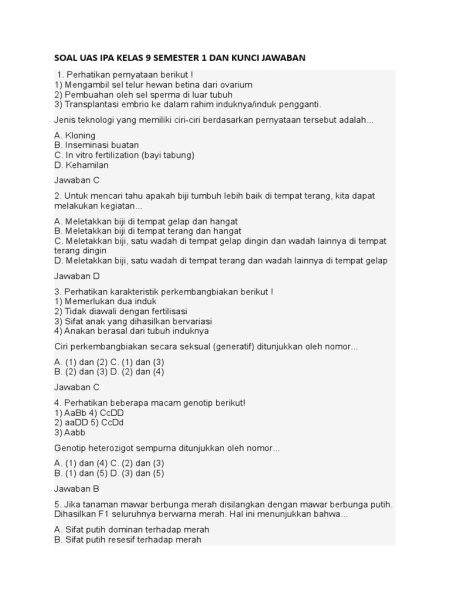 50 Soal IPA Kelas 9 Lengkap Kunci Jawaban USBN 2026