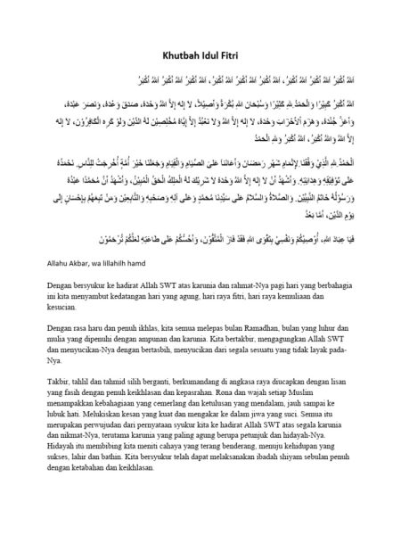 Naskah Khutbah Idul Fitri 1447 H/2026: Kunci Silaturahmi Saat Lebaran