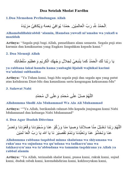 Doa Setelah Sholat Dzuhur dan Keutamaan Sholat Fardhu 5 Waktu